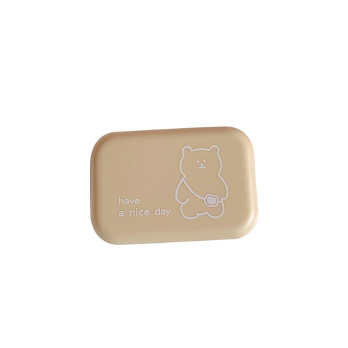 Korean cute girl bear ins cartoon contact lens companion box portable care box contact lens box