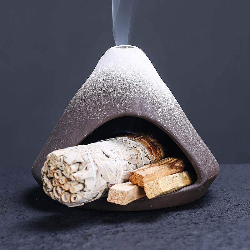 秘鲁木palo santo holder鼠尾草燃烧托盘支架陶瓷小壁炉氛围摆件|undefined