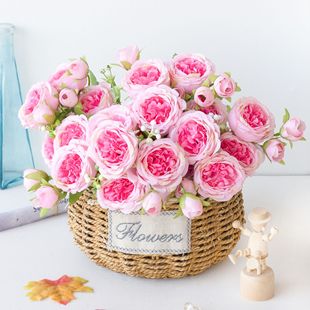 Simulated 5-Head Spring Peony Korean Style Bunch Rose Peony Artificial Flower Home Wedding Rose Bunch Decoration