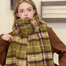 围巾韩系氛围感秋冬英伦格子百搭加厚保暖护颈流苏围脖披肩女外搭