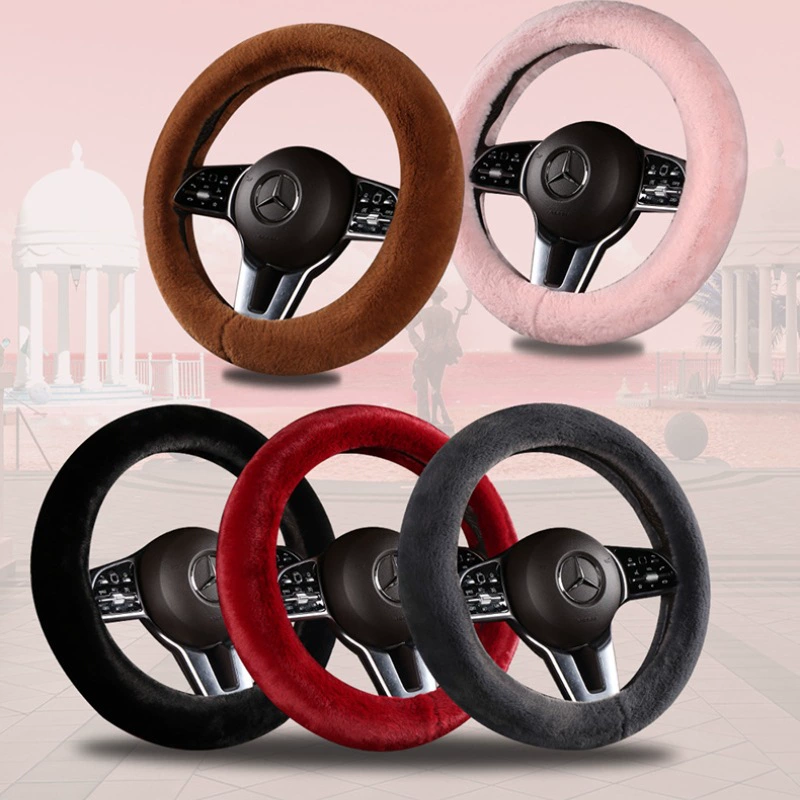 Зимняя плюшевая теплая имитация кроличьей шерсти автомобиль рулевое колесо