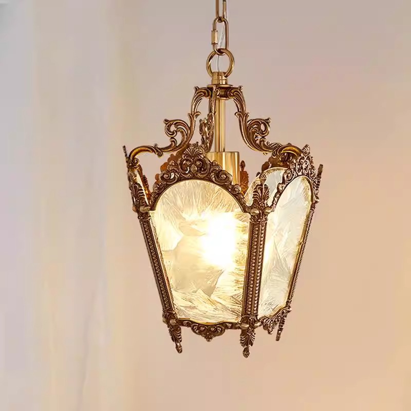 La cabecera de la cama de lujo pequeño balcón candelabro francés estilo americano porche de luz candelabro de vidrio retro retro pasillo de cobre