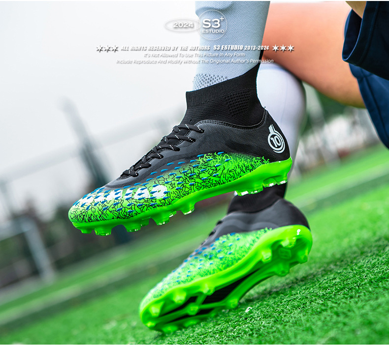 Botas de fútbol AG Long para hombre, para estudiantes, adultos, para exteriores, césped, competición, entrenamiento, con clavos rotos_voghion.com