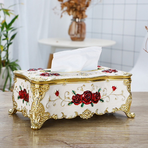 Home living room decoration supplies European style plastic tissue box home living room paper box creative decoration paper drawer box