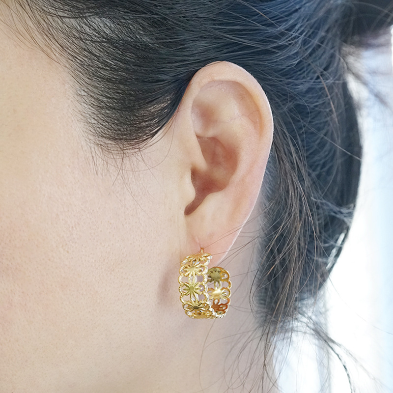 Ear Studs Classification 1 Pair Quantity 1 Pair Fashion Flower Plating 304 Stainless Steel 18K Gold Plated Stainless Steel Earrings