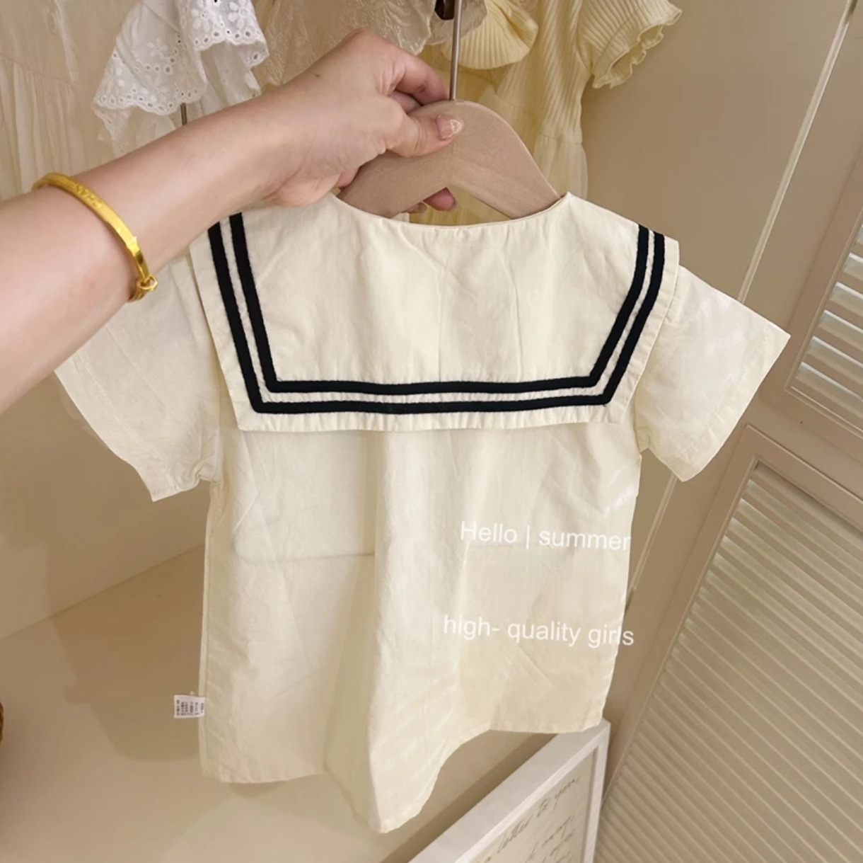 Vestido de manga corta estilo universitario de estilo marino para niñas estilo verano bebé rendimiento de jardín de infantes uniforme escolar uniforme de jardín falda de princesa