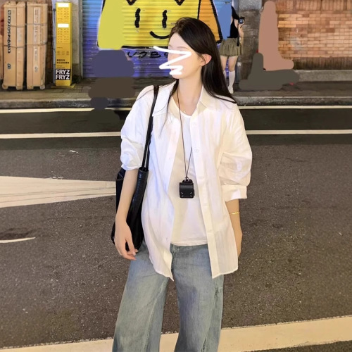 Elegant White Women's Shirt 2025 Spring and Autumn Season High-End Sun Protection Top Casual Long-Sleeve Top