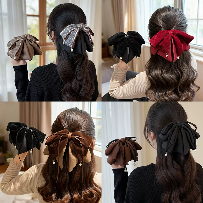 Демисезонный хвостик с бантиком, изысканная заколка-крабик, заколка для волос, аксессуар для волос, изысканный стиль