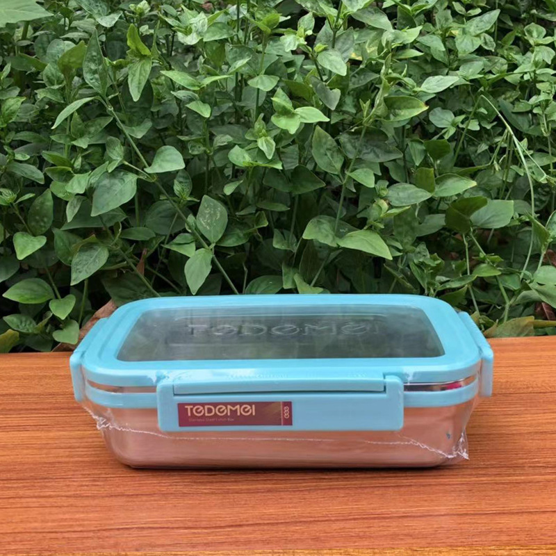 Factory direct supply rectangular high-quality 304 stainless steel lunch box students with four-sided buckle sealed lunch box