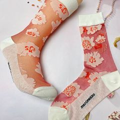 芬蘭marimekko色彩花朵復古文藝輕奢小眾快樂中高筒玻璃絲潮襪女