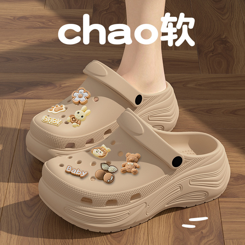 Thick-Soled Clogs for Women, Height-Increasing Bubble Shoes with a Stepping-On-Clouds Feel, Non-Slip Closed-Toe Slippers for Outdoor Wear, Trendy Internet-Famous Sandals