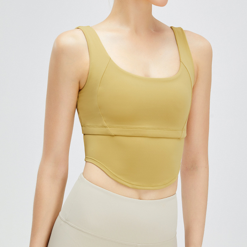 Sentido de la nube transfronteriza en forma de U ropa de yoga ropa interior deportiva de las mujeres sujetador de yoga sentido desnudo yoga Top Chaleco de yoga del todo fósforo