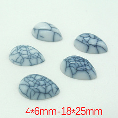 亞克力鑽仿綠松石散珠 樹脂鑽水滴形裂紋珠半面平底飾品配件材料