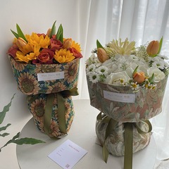 Bouquet wrapping paper wholesale retro flower wrapping paper ins thickened oil painting bag floral cloth diy small fragrance cloth