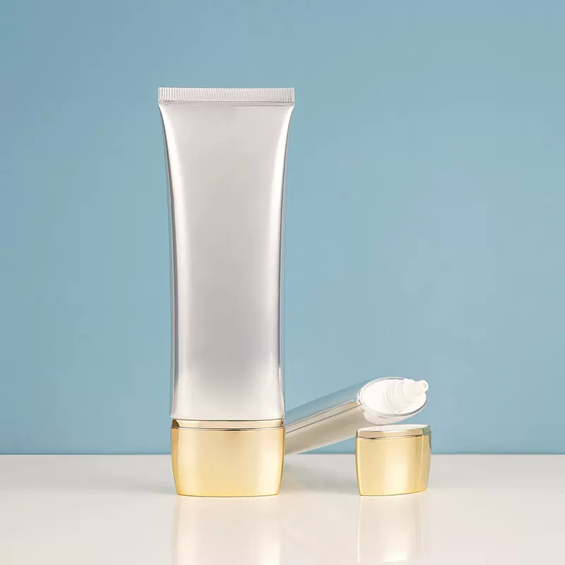 60-80ml化妆品软管包装 电镀金盖子超扁BB防晒隔离乳铝塑软管包材