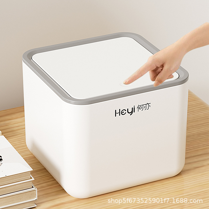 按压式桌面垃圾桶2025新款家用客厅办公书桌上带盖迷你可爱小纸篓
