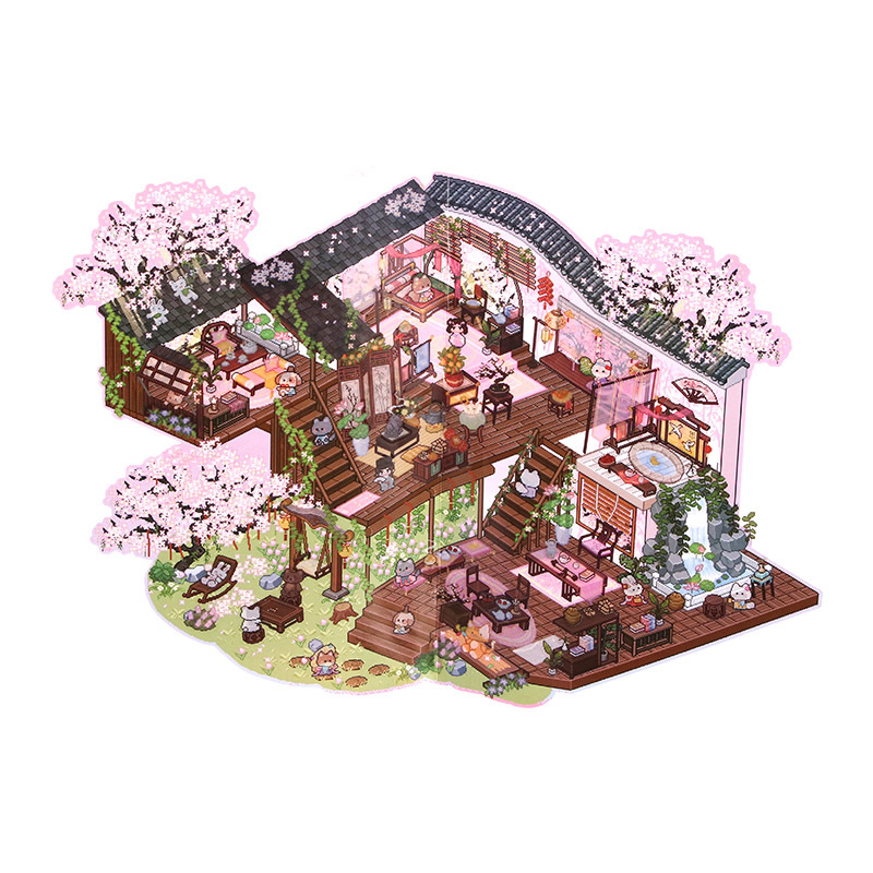 Nuevas pegatinas de paisajismo de píxeles para aumentar las pegatinas de almacenamiento de recorte gratuito apilado visual 3D pegatinas decorativas de bricolaje tridimensionales