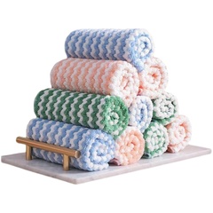 陽離子廚房抹布不沾油水波紋珊瑚絨百潔布百貨印花強吸水洗碗布