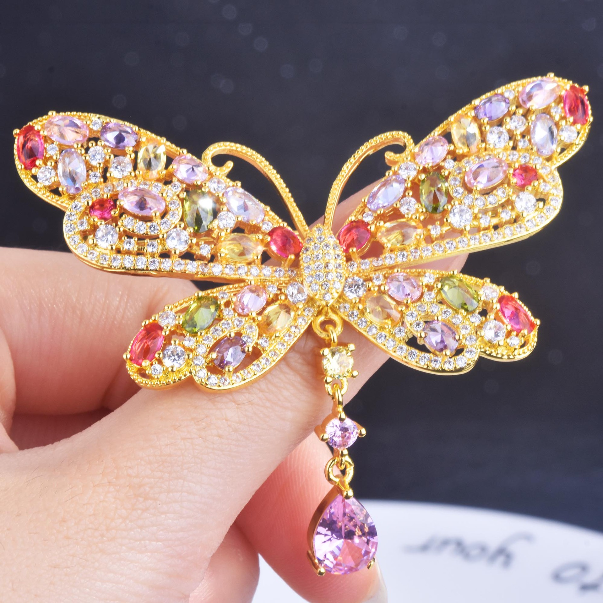 Butterfly Zircon Brooch Dragonfly Brooch Scarf Button Jacket Coat Pin Autumn And Winter Jewelry display picture 6