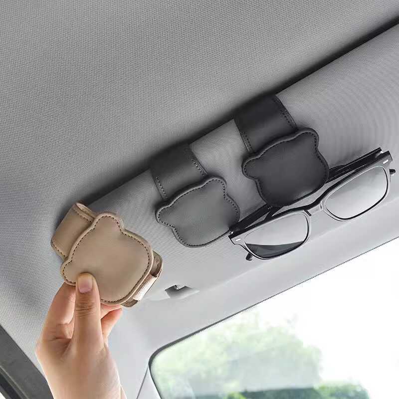 Car Glasses Holder, Cute Car Sun Visor Storage Box, Sunglasses and Ticket Holder, Multifunctional Card Holder