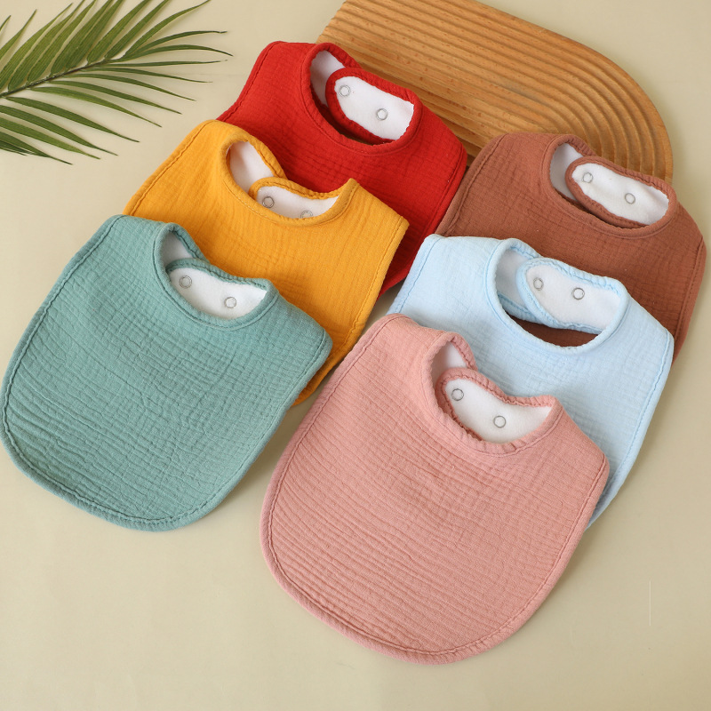 Cross-Border Plain Cotton Gauze Bib Newborn Baby Double-Layer Crepe Saliva Towel U-Shaped Bib Absorbent Milk Spit Pad Towel