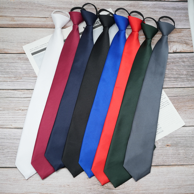 Tie men's zippered formal black matte knot-free lazy man 7CM solid…