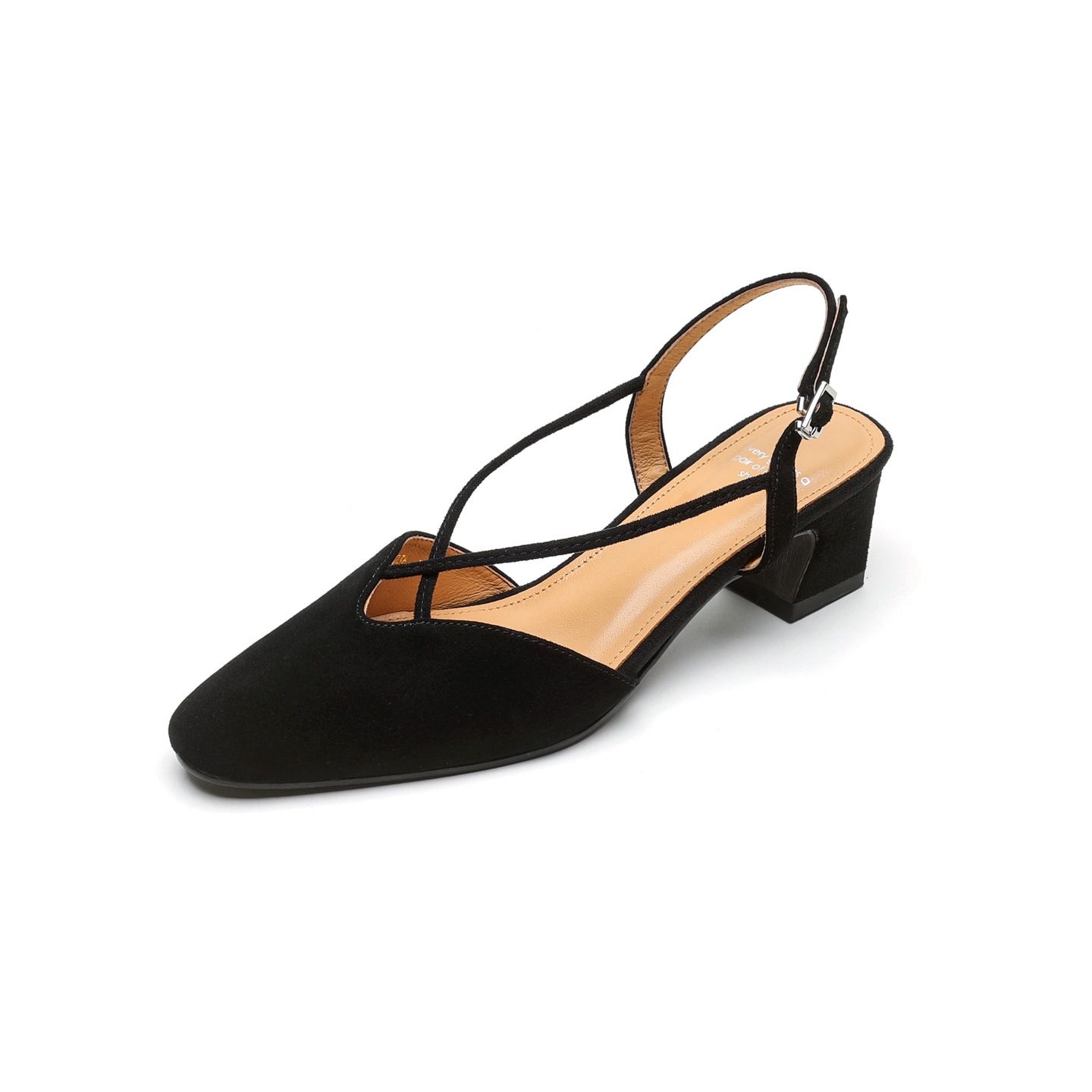 Sandal cao gót nữ mũi kín quai chéo buộc dây phong cách Hàn Quốc — đen