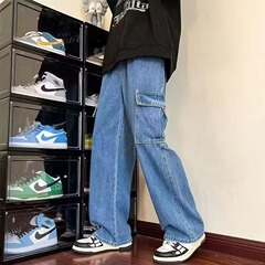 レトロなファッションの工装のジーパンの男性は汚いことに耐えてアメリカ式の百合のファッションのブランドの高い街のごろつきのハンサムでゆったりしています。