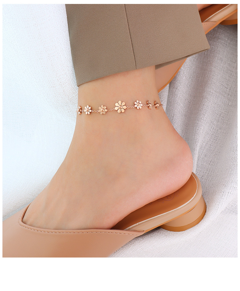 Fashion Flower Titanium Steel Plating No Inlaid Women's Anklet display picture 3