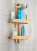 Simple wood -hanging rack bath is suspended in the standard shower sprinkler storage rack with a double hook storage rack