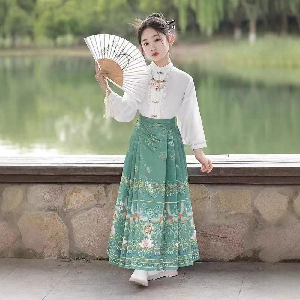 Костюм для девочек Hanfu набор для девочек тонкий новый китайский детский костюм