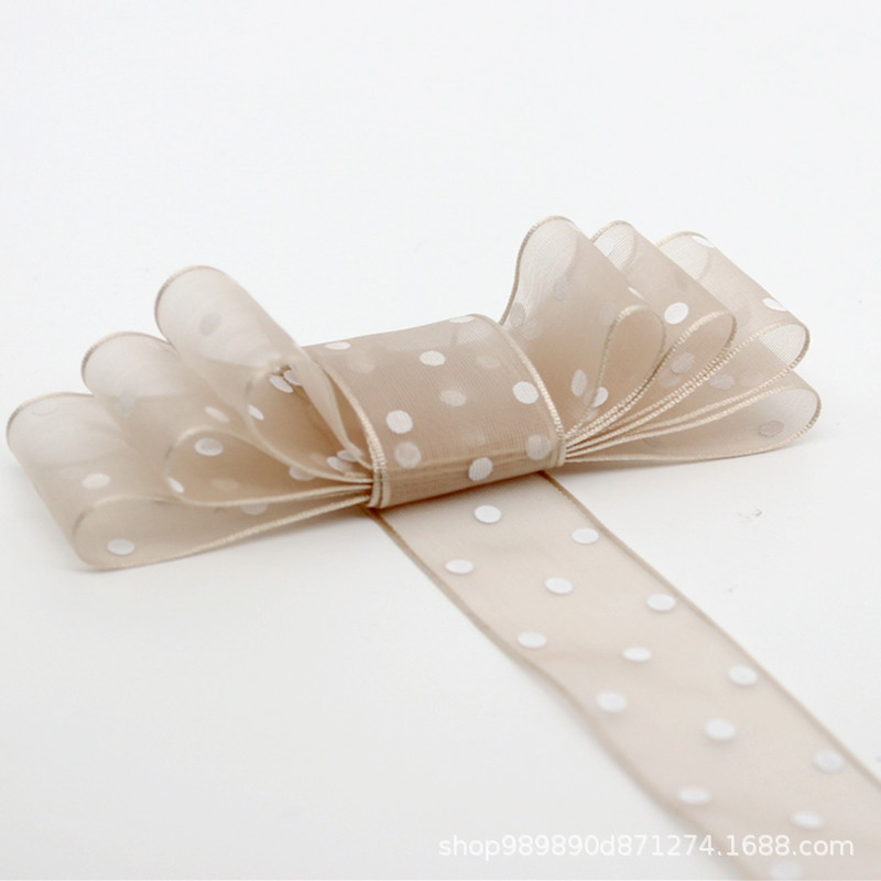 2,5 cm cinta de gasa decoración de la boda de vacaciones de oro cinta regalo del día de san valentín embalaje de la flor cinta de hilo de nieve