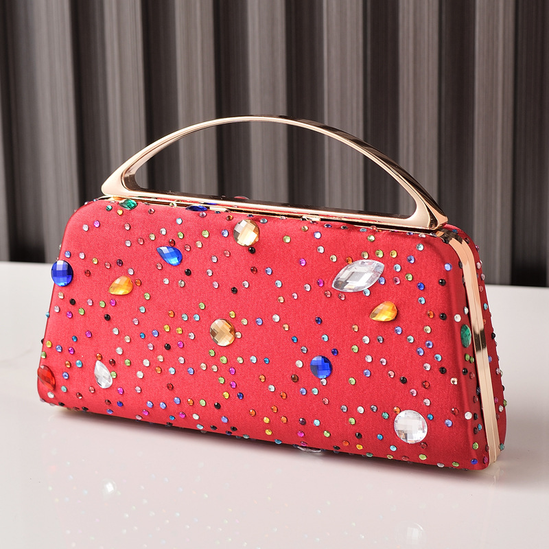 Bolsa de cena de moda europea y americana, bolsas de fiesta de diamantes de seda, bolsas de noche portátiles, nuevos fabricantes de Amazon transfronterizos