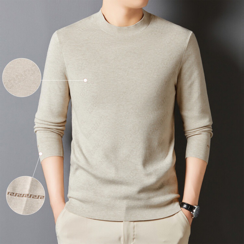 2024 New Autumn and Winter Men's Worsted Knitwears Thin Inner Pullover Long-Sleeved Knitwears Loose Large Size Youth Tops