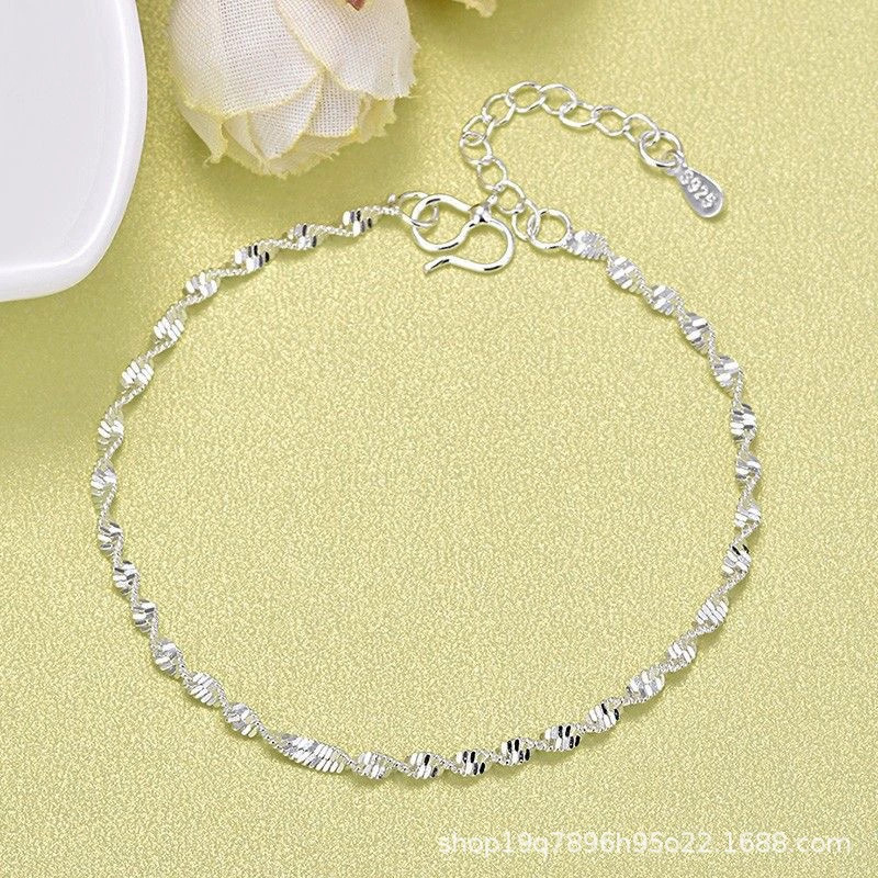 Korean fashion water wave chain bracelet anklet women's simple temperament Mori wave chain hand and foot jewelry holiday gift