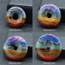 1282-七彩石平安扣吊坠 水晶石头拼接大孔圈圈DIY查克拉挂件材料