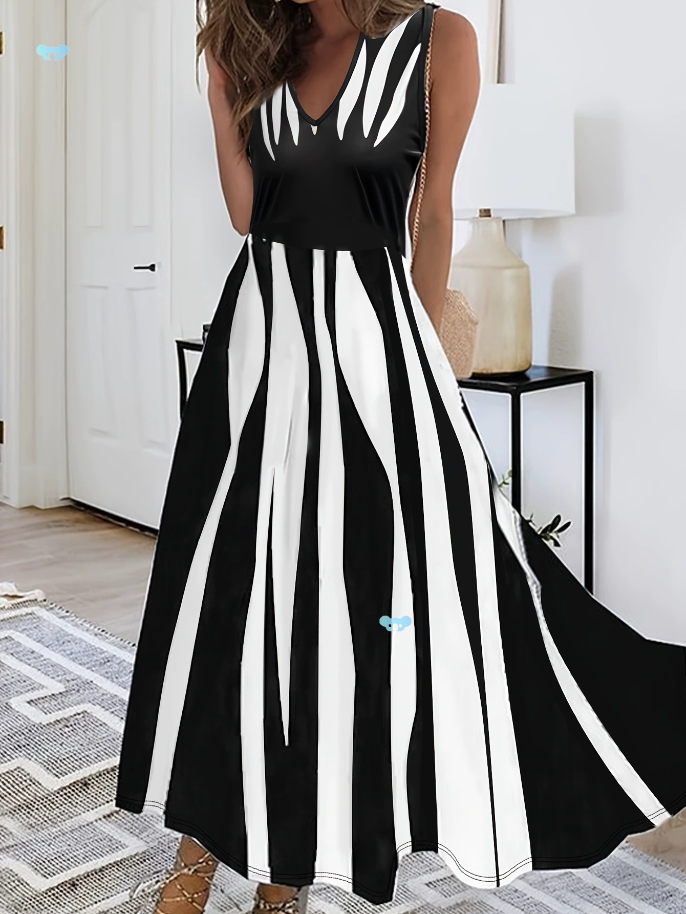 Элегантное платье-жилет Элегантный черно-белый универсальный жилет