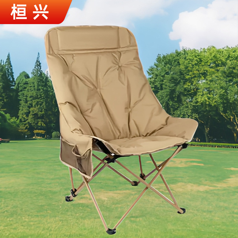 Wholesale Cotton Fishing Chair High Back Outdoor Barbecue Picnic Seat Portable Folding Chair Comfortable Moon Chair