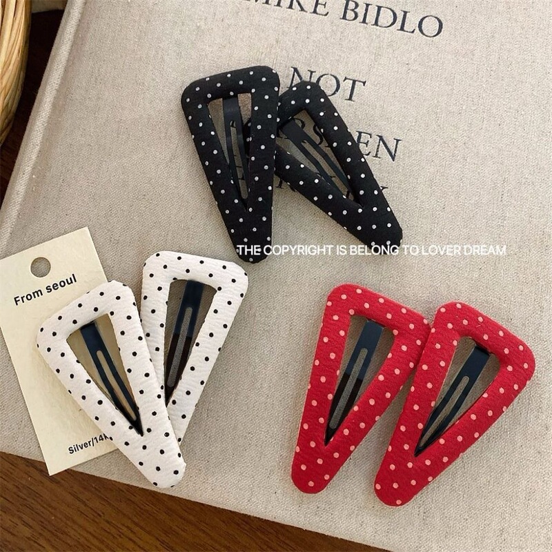 Korean Ins New Black and White Red Polka Dot Triangle Bb Clip Sweet and Cute Bangs Clip Side Clip Hair Accessories Korean Ins New Black and White Red Polka Dot Triangle Bb Clip Sweet and Cute Bangs Clip Side Clip Hair Accessories