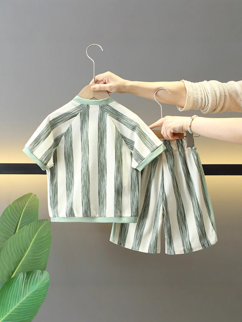 8075 traje de verano para niños 2025 nuevo traje de verano de manga corta de dos piezas para niños de moda moda ropa de verano para bebés image 4