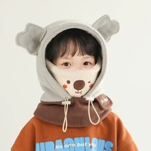 儿童巴拉克拉法帽秋冬男女童围脖一体帽护耳防风保暖脖套潮套头帽