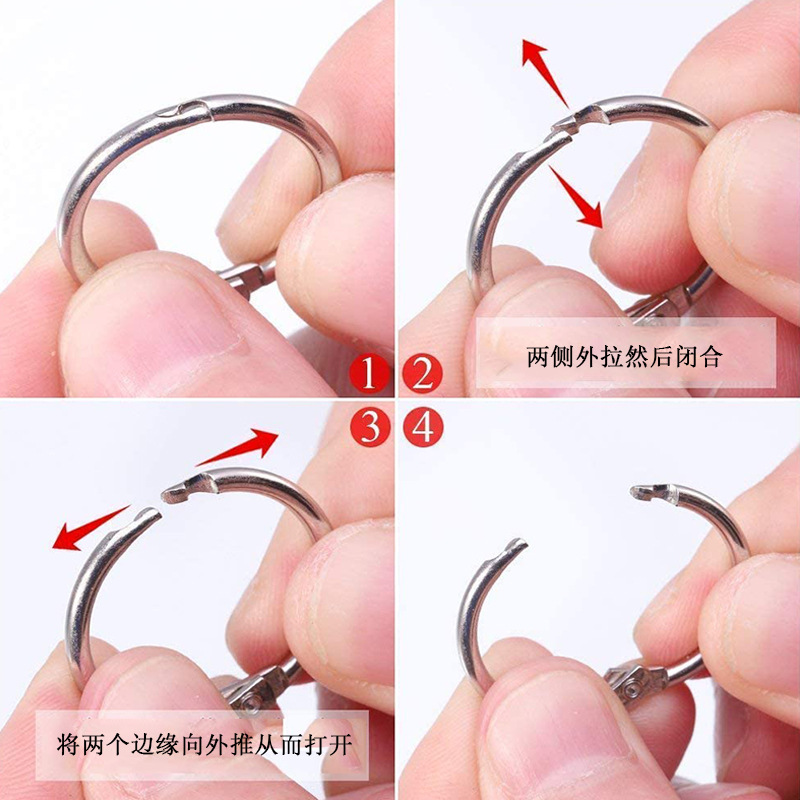 Círculo de libro transfronterizo anillo de libro anillo de apertura anillo de hojas sueltas de bricolaje de metal anillo de libro redondo tarjeta de papel escritorio de mano calendario tarjeta de almacenamiento anillo de tarjeta