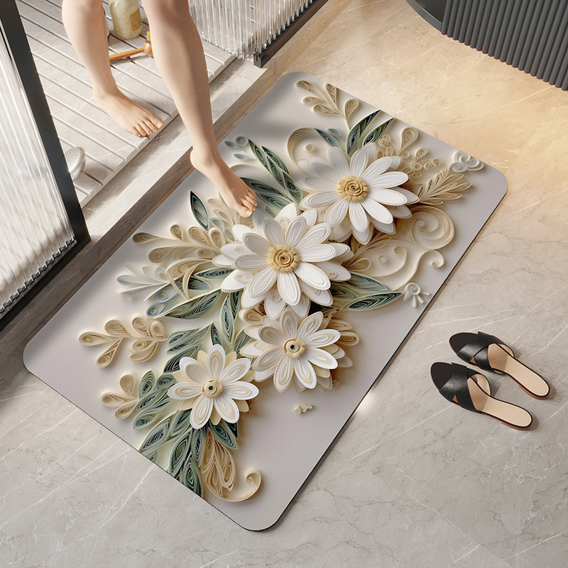 Cross-Border Dropshipping 3D Visual Diatomaceous Earth Bathroom Toilet Water Absorption Quick-Dry Foot Entrance Easy_voghion.com