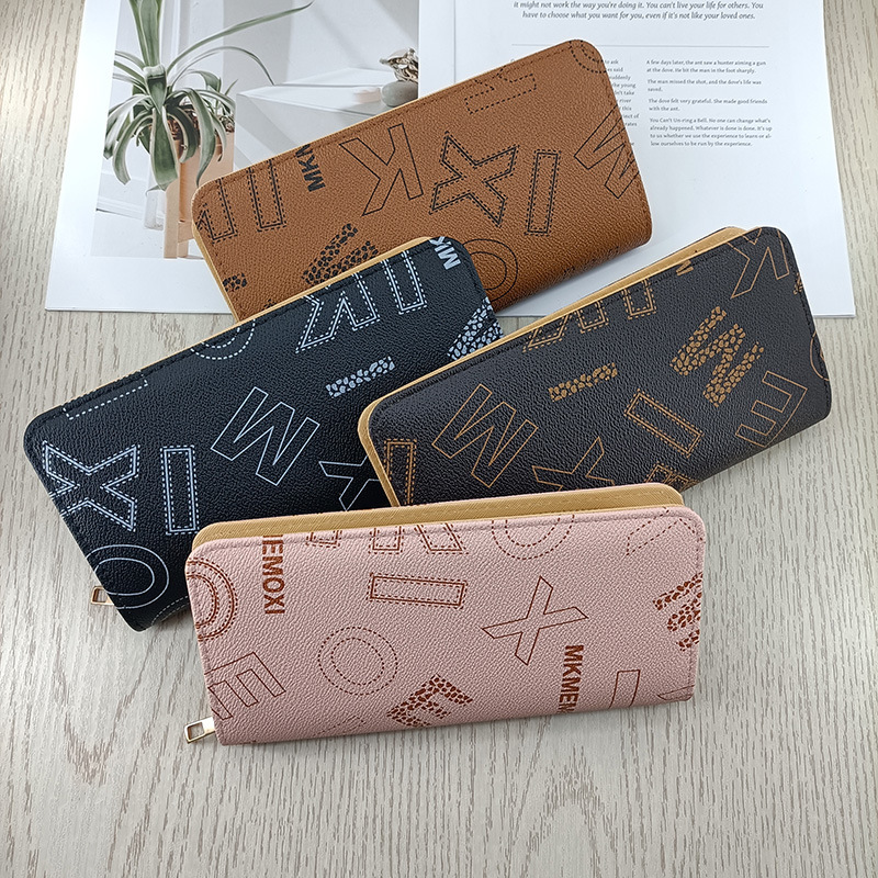 Cross-border long women's wallet high-end fashion printing light luxury multi-functional European and American ins women's portable clutch bag