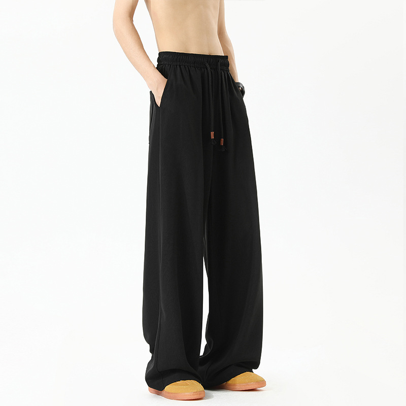 Amerikanische, fließende Herrenhosen, trendige Marke für Frühling/Sommer, kühlendes Tragegefühl aus Eisseide, lockere Passform, Übergröße, Cleanfit_voghion.com