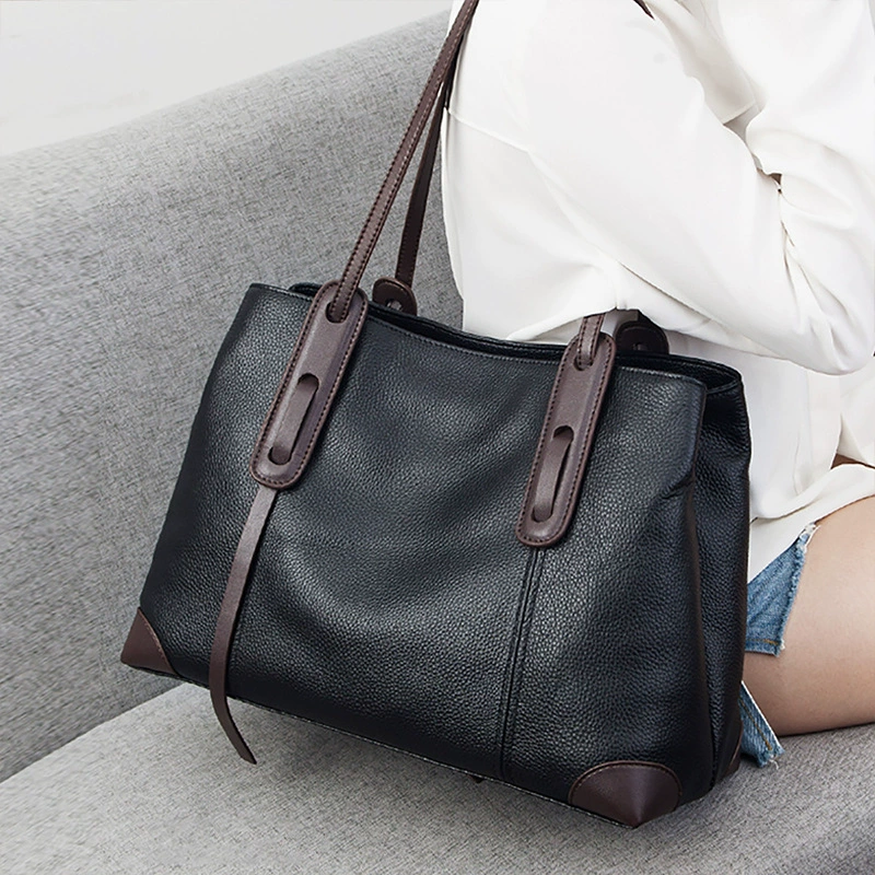 Capacious one-shoulder bag, high-quality style, genuine leather