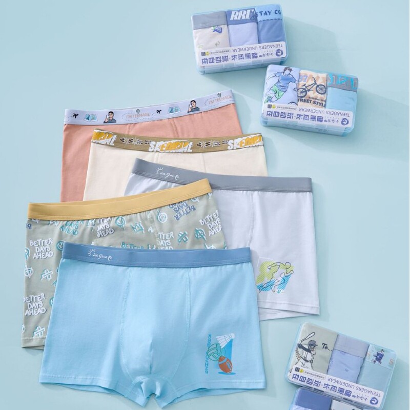 Adolescent Developmental Pure Cotton Underwear Boys High School Students Junior High School Students Antibacterial Four Corner Boxer Shorts Summer Boxed Adolescent Developmental Pure Cotton Underwear Boys High School Students Junior High School Students Antibacterial Four Corner Boxer Shorts Summer Boxed