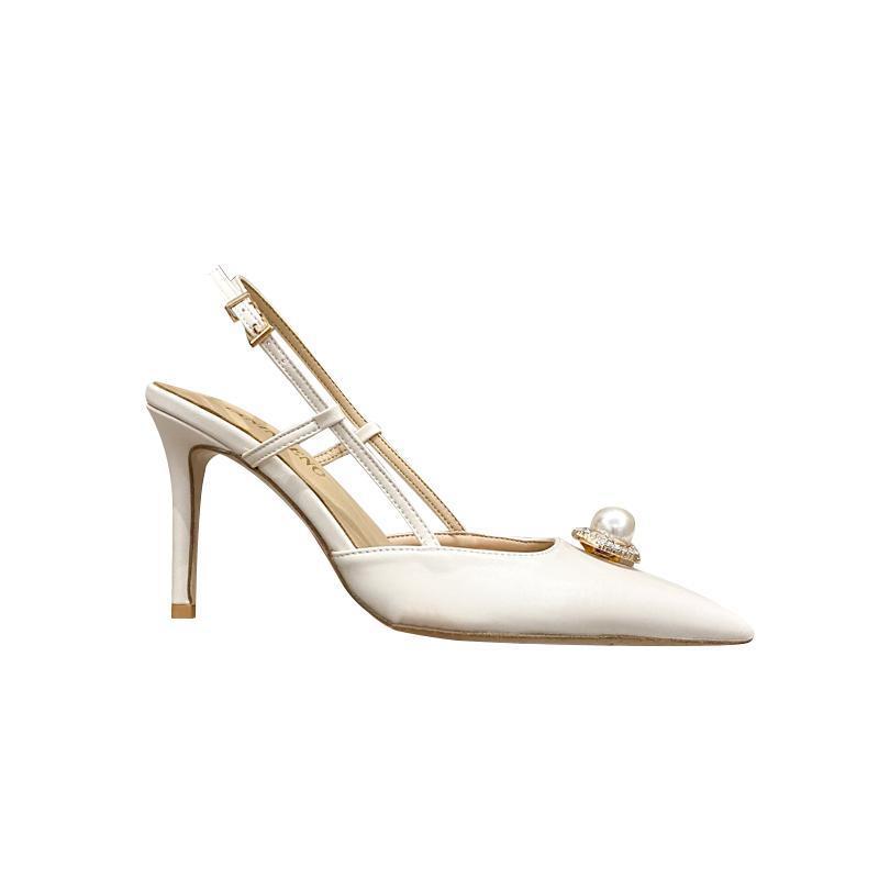 Sandali con tacco da donna in pelle perle stile fiabesco_voghion.com