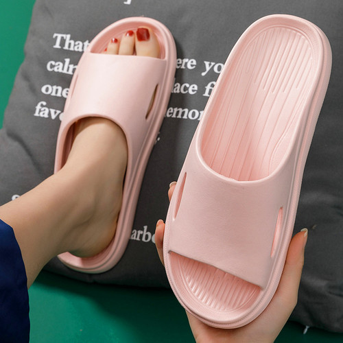 Summer slippers for women, soft thick soles, men's home non-slip bathroom bath EVA home slippers with poop feeling for couples
