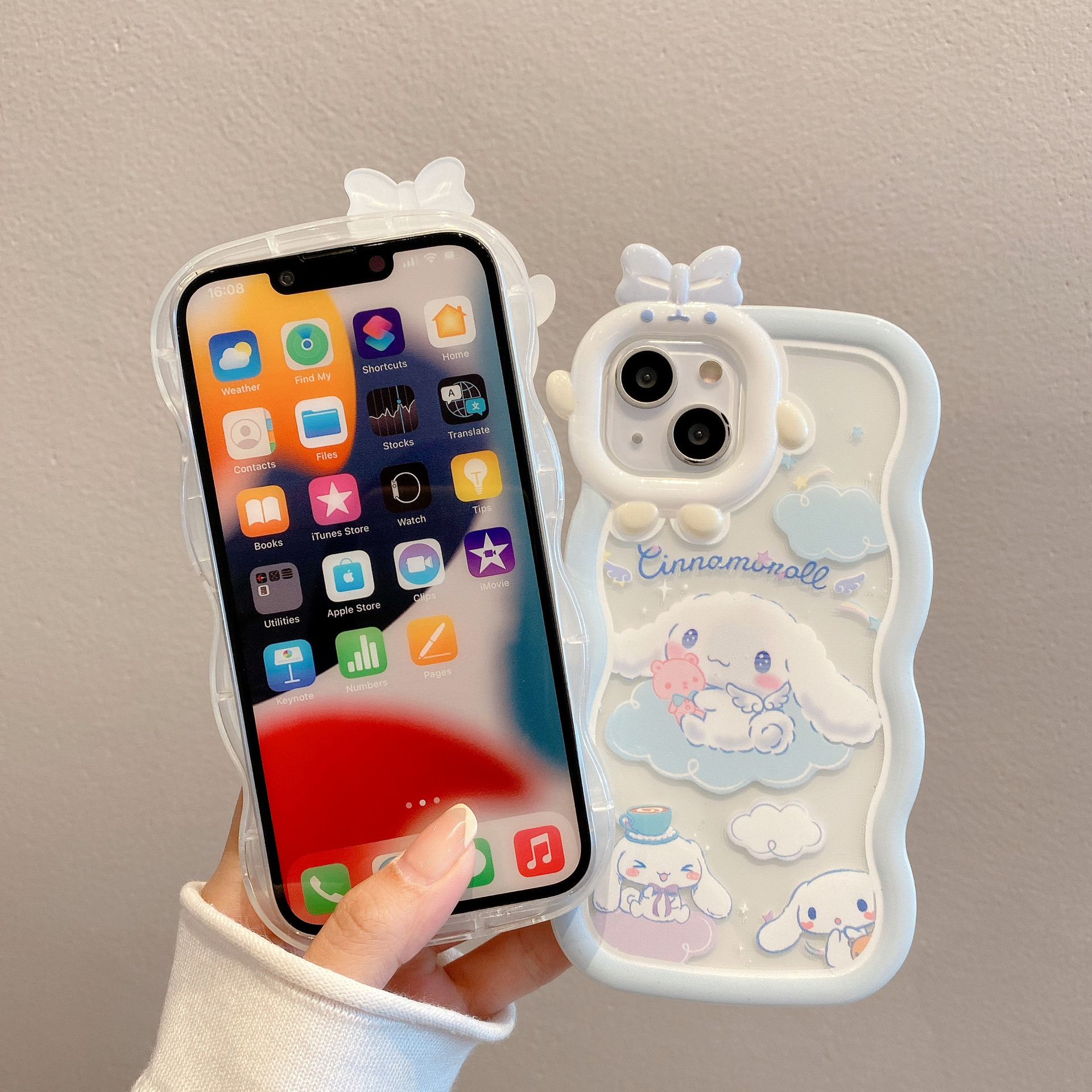 Wave Monster for Apple 14 Phone Case Iphone12pro Cinnamoroll Babycinnamoroll Cartoon TPU Varnish Protective Cover